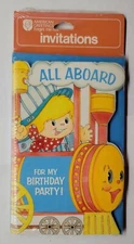 Vintage American Greetings All Aboard Train Birthday Party Invitations 8 Pack
