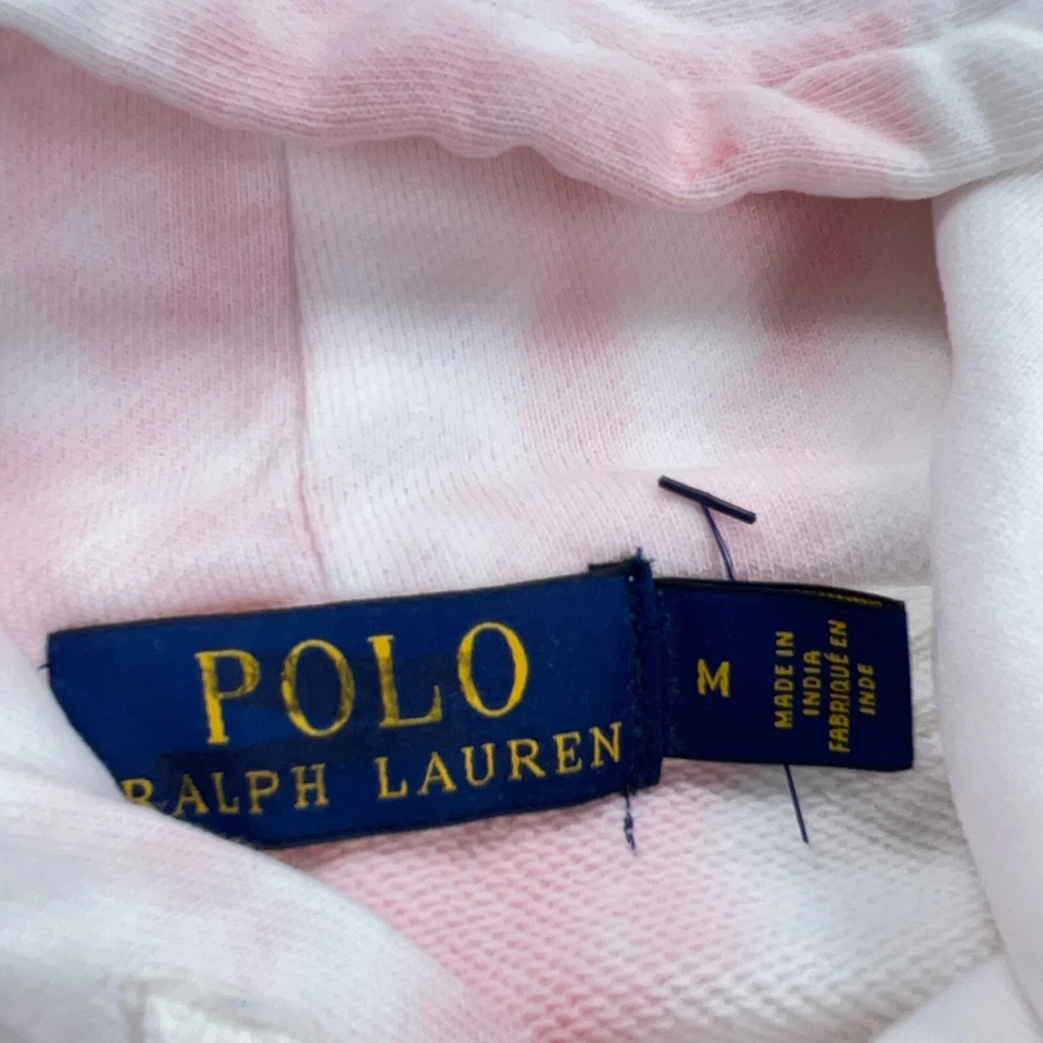 Polo Ralph Lauren Hoodie Men Medium Pink Tie Dye Sweatshirt Sweater Adult Cotton - Image 4 of 4
