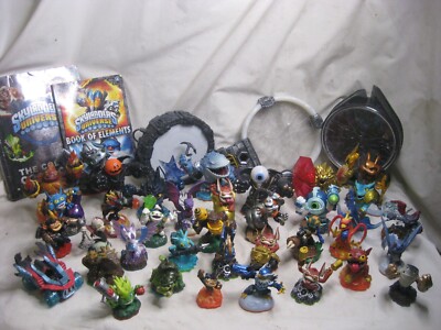 36 SKYLANDERS figures plus docks books large pre-owned Skylander lot