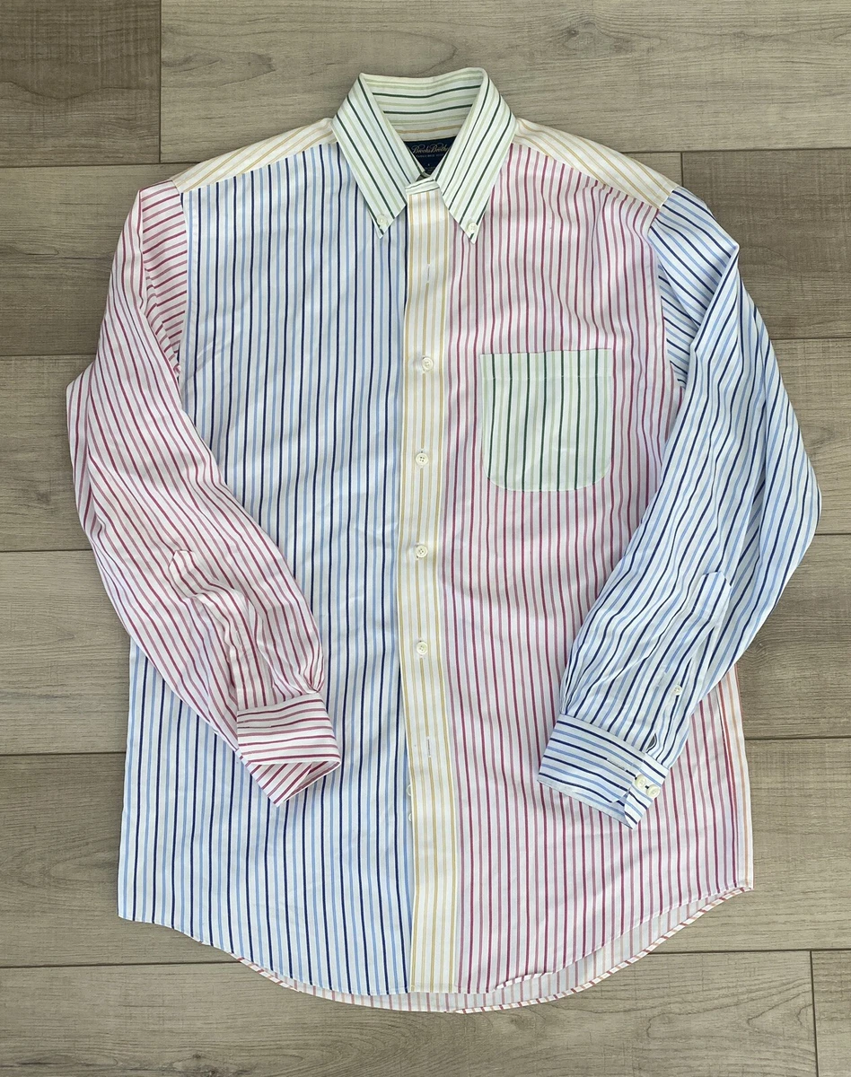 Brooks Brothers Multi Color Striped Spread Collar Casual Dress Shirt Small