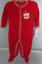 Carters Infant Santa Sleeper Footed Christmas Pajamas Outfit Snaps Boys Girls 3M