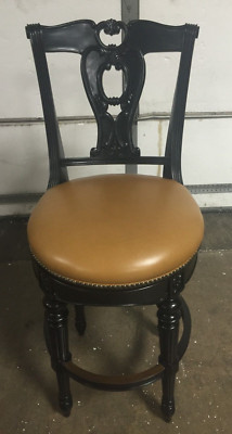 Frontgate Promenade Leather Barstool Counter HEIGHT 31'' Stool BAR Chair wood  