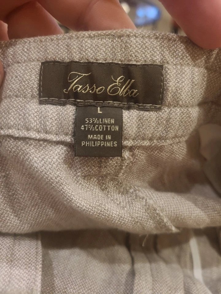 Pantalones Cortos Tasso Elba de Lino para Hombres Grandes 38 Cintura 9 Entrepierna Caqui Carga Ligeros  Foto 3 de 4