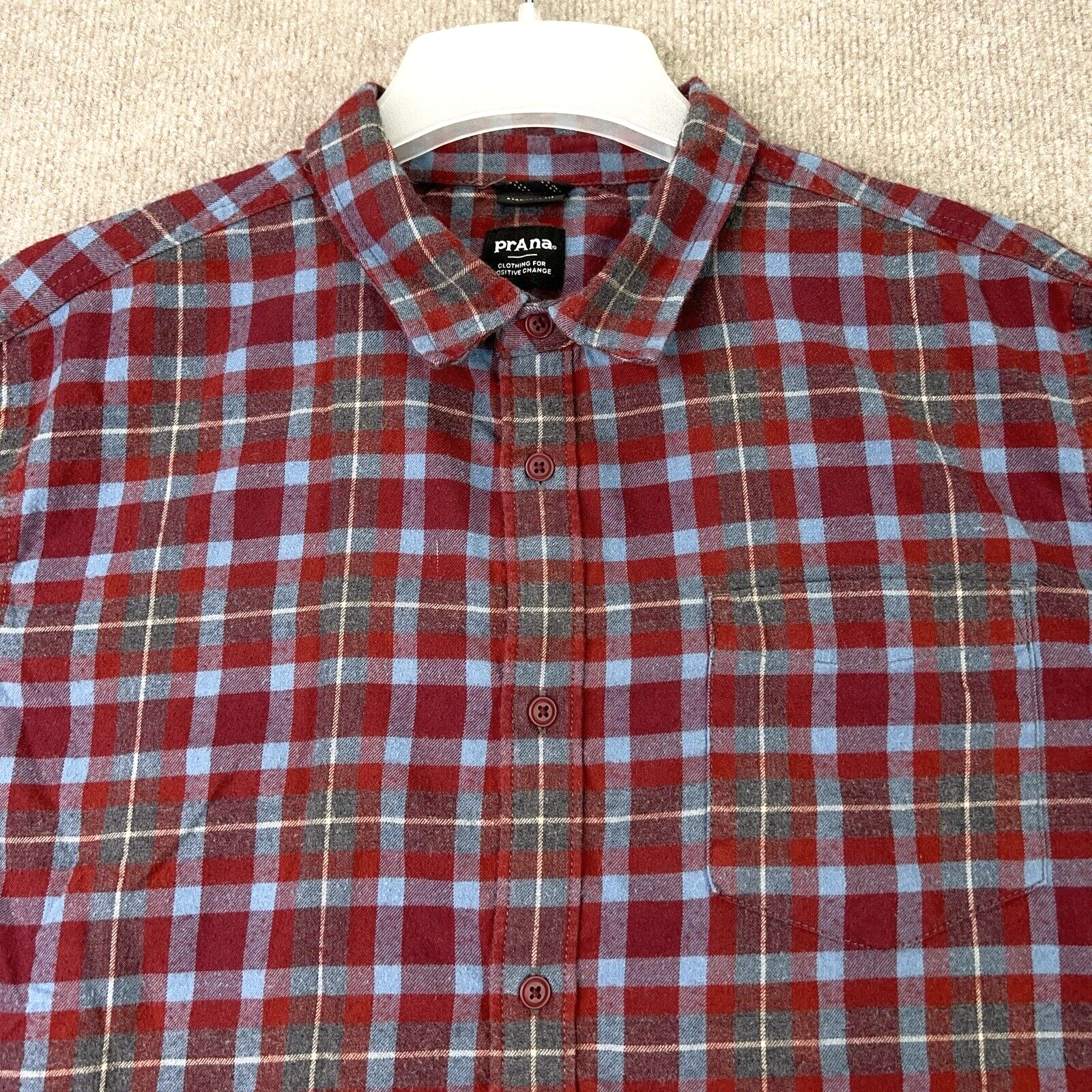 prana flannel plaid long sleeve cotton blend shirt