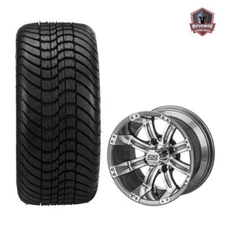 12" Casino Gun Metal Golf Cart Wheels and Tires Combo (20x10-12) Set of 4