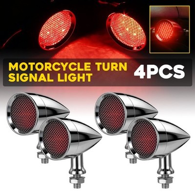 4pc Red LED Turn Signal Blinker Lights Motorcycle For Harley Dyna Sportster 12V
