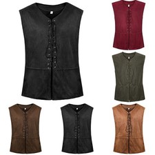 Steampunk Gothic Mens Lace up Waistcoat for renaissance Pirate Costume Vest