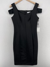 CALVIN KLEIN Dress 8 Cold Shoulder Sweetheart Sheath Bodycon Cocktail Black NEW