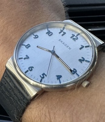 Skagen Denmark Men's Watch SKW6162 Quartz Gray Dial Blue Leather Strap 41mm