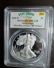 2020-W AMERICAN SILVER EAGLE PCGS PR70 DCAM FIRST DAY OF ISSUE -FUN SHOW