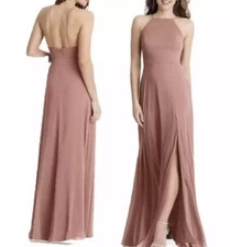 Lovely Lela Size 12R Desert Rose Sleeveless High Neck Chiffon Gown Formal