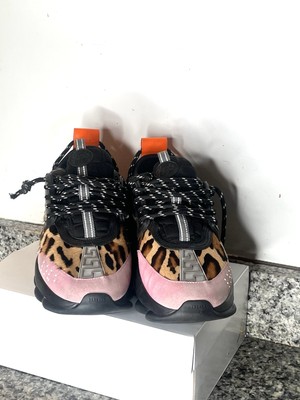 Versace Chain Reaction Leopard Print, Leopard Print Pink Toe,43 EU/ 10 US