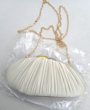 Gold Clutch Evening Bag for Women Elegant Pleated Satin Purse Dual-Tone