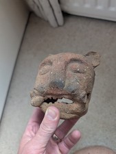 Ancient Olmec Mesoamerican Earthenware Jaguar Head Clay Circa 800 BCE Mexican 