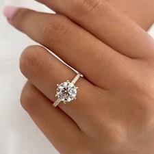2.50 Ct Round Cut Moissanite Women  s Ring 14K White Gold Plated