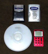 Lot of 4 Vintage Portable Electronics 2 FM AM SONY Walkman 1 CD Walkman Untested