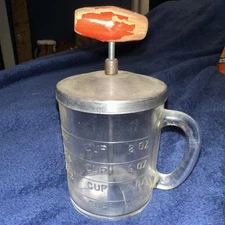 Vintage Androck Measuring Cup - Nut Chopper with Red Wood Handle