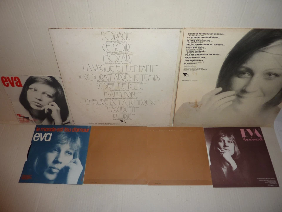 TRES RARE 2x LP + 5x 45T . TEST PRESSING . EVA . POP CHANSON FRACAISE 70's VINYL - Photo 3/4