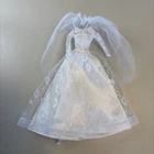 Vintage  Barbie Wedding Dress Hat Veil Lace & Satin Barbie Gown
