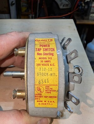 OHMITE 312-12 TAP SWITCH, 12 POLES, 30 AMP 