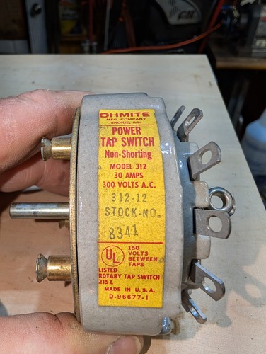 OHMITE 312-12 TAP SWITCH, 12 POLES, 30 AMP 