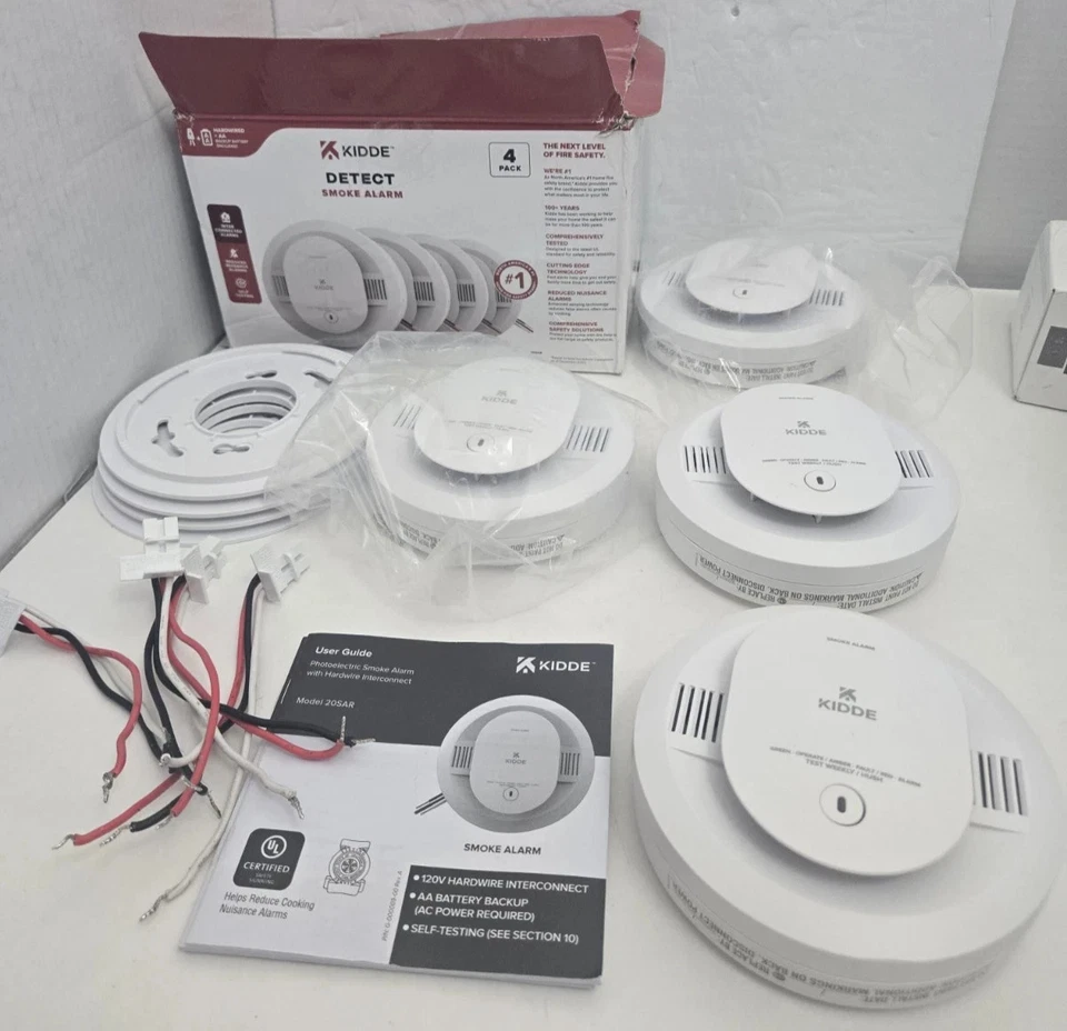 Kidde Detect Smoke Alarm 4 Pack Hardwired Interconnected w/ Backup - Image 2 of 2