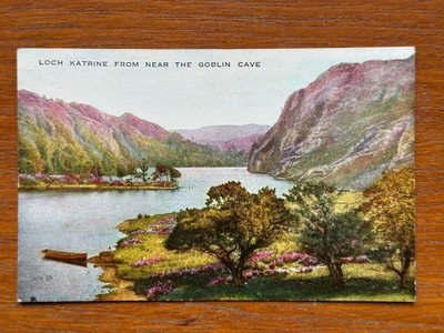 Vintage Valentinstag Valesque Postkarte Loch Katrine in der Nähe der Koboldhöhle Schottland