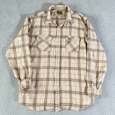 Wyoming Traders Pearl Snap Shirt Mens 3XL XXL Tan Brown Plaid 100% Wool Western