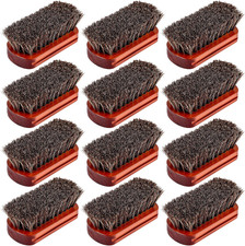 12 Pcs Horsehair Shoe Brush Wooden Handle for Leather Boots