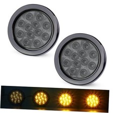 2 Pcs 4" Smoked Lens Amber LED Round Marker Clearance Smoked Lens Amber 2 Pcs 