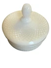Vintage Westmoreland Diamond Point Milk Glass Hobnail Candy Dish Covered Bowl 5"