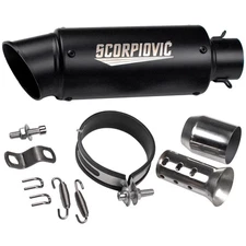 Slip on 51mm 2" Universal Motorcycle Exhaust Muffler Pipe Tail Tips Bevel Black