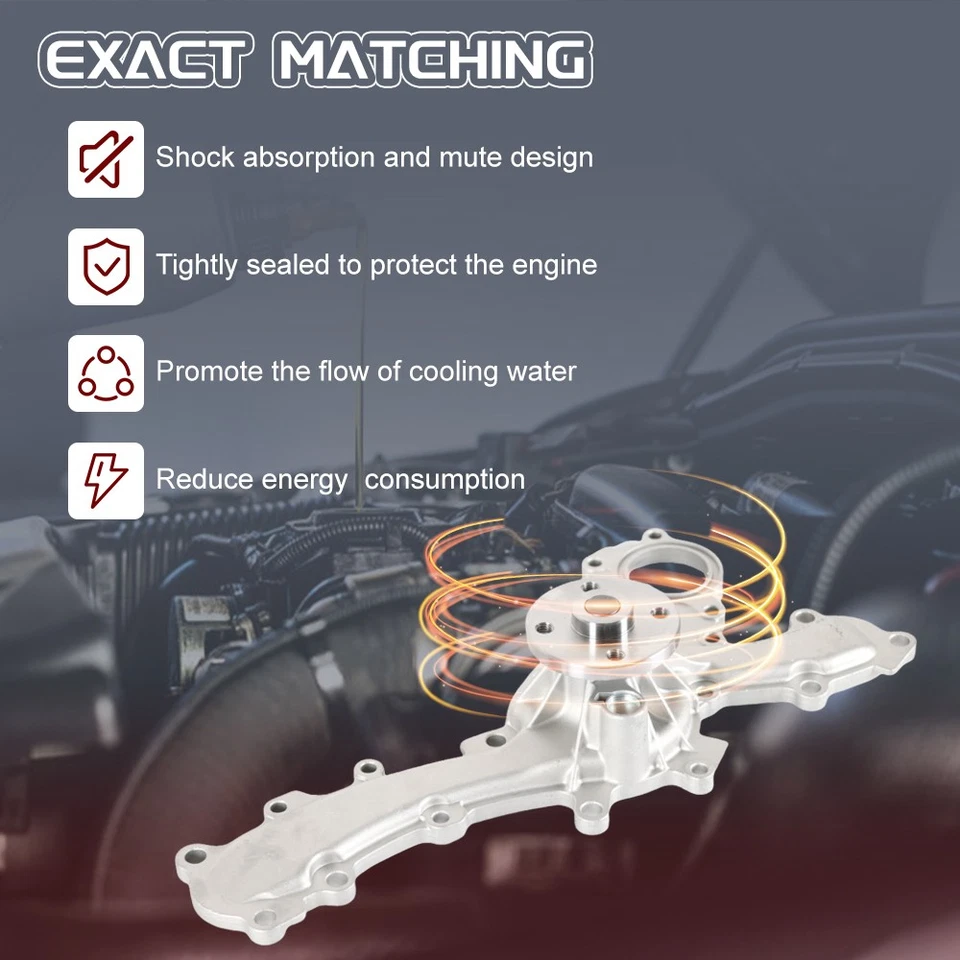 Water Pump W/ Gasket AW6047 for 2007-2016 Toyota Venza Highlander Sienna V6 3.5L Foto 4 de 4