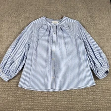 Pomander Place Top Womens XL Blue White Stripe Seersucker Tallie Tuckernuck