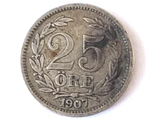 Sweden , 25 Ore Coin , 1907 , refa52