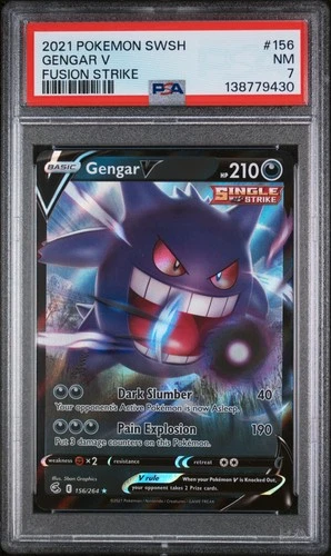 2021 POKEMON SWORD & SHIELD FUSION STRIKE #156 GENGAR V PSA 7