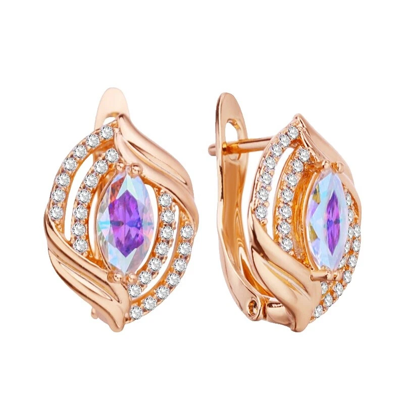 Pendientes de Tuerca de Cobre Oro Rosa Moda