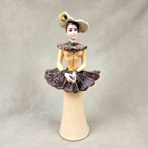 Vintage Atlantic Mold Figurine Lady With Hat Yellow Roses Studio Hobby Piece 11" - Afbeelding 1 van 11