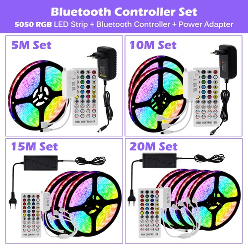 RGB LED Strip Lights IP65 Waterproof 5050 1M 5M 10M 15M LEDs 12V USB Bluetooth - Picture 19 of 21