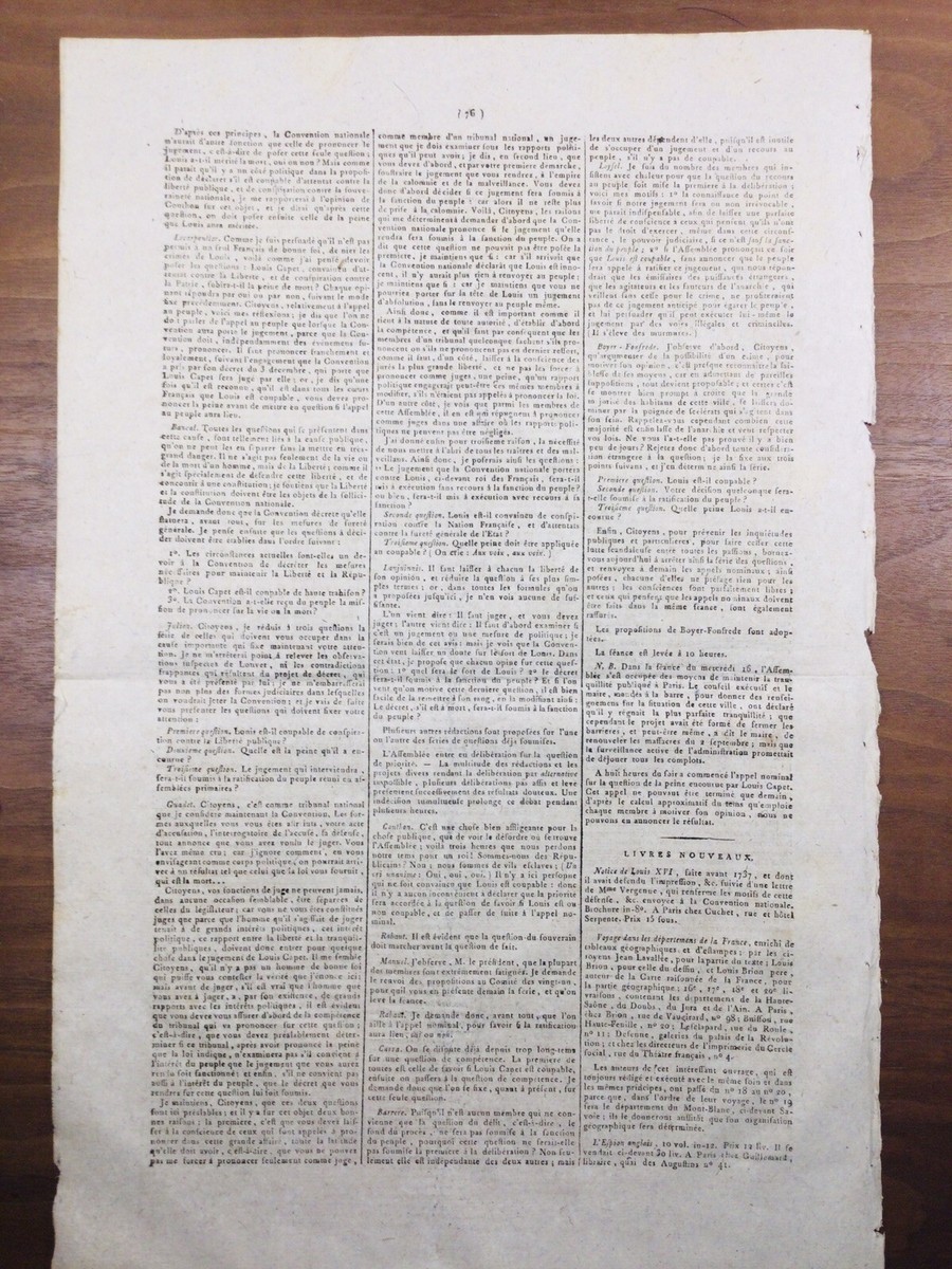 Journal Rare "Révolution Française" 1793 - Procès Du Roi Louis XVI - Édition Originale