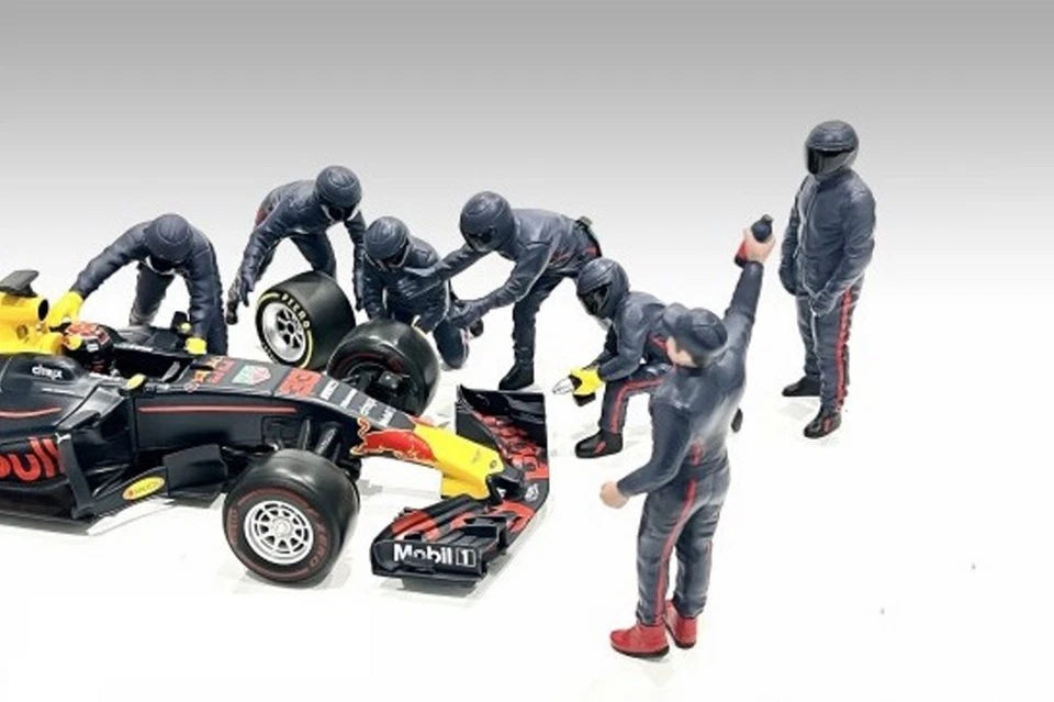 FIGURA FÓRMULA UNO F1 PIT CREW TEAM AZUL SET III 1/18 DIORAMA AMERICANO 76558 Foto 4 de 4