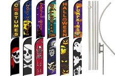 Halloween Windless Advertising Swooper Flag Kit Costumes Haunted House