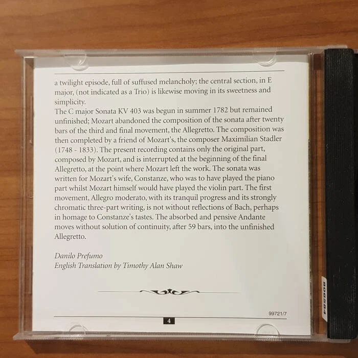 ACCARDO / CANINO Mozart Violin Sonatas 302-304-378-403  EX/EX(CD) - Bild 2 von 4