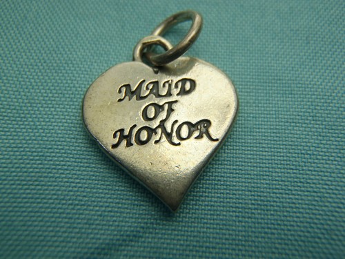 Estate Maid of Honor Heart Charm Sterling Silver Bridesmaid Gift SIGNED S.J.C. - 第 1/6 張圖片