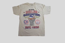 The Original Harlem Globetrotters Youth Boys Retro Print Cream Shirt New M,L,XL