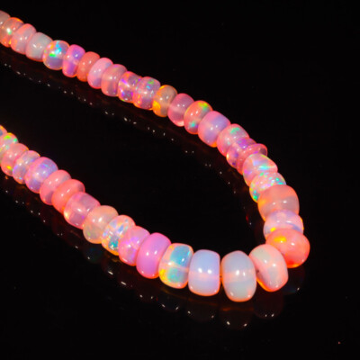 Natural Ethiopian Welo Fire Opal Rondelle Beads Necklace 16" 1 line 32 ...