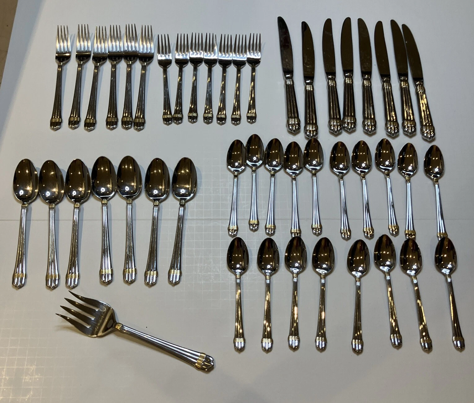 Lot of 47 Pcs Towle Georgian House AMANTE GOLD Stainless 18-8 Korea Silverware