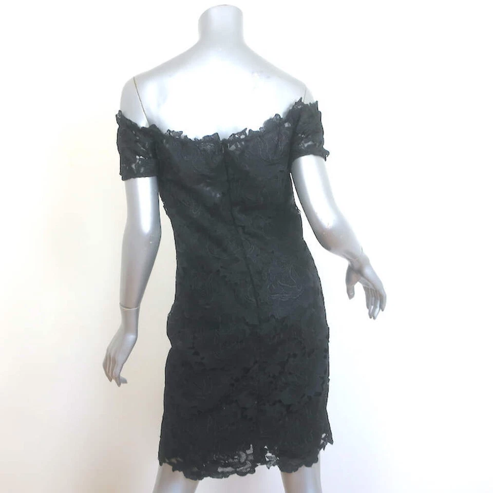 ML Monique Lhuillier Off the Shoulder Lace Dress Black Size 6 - Image 4 of 4