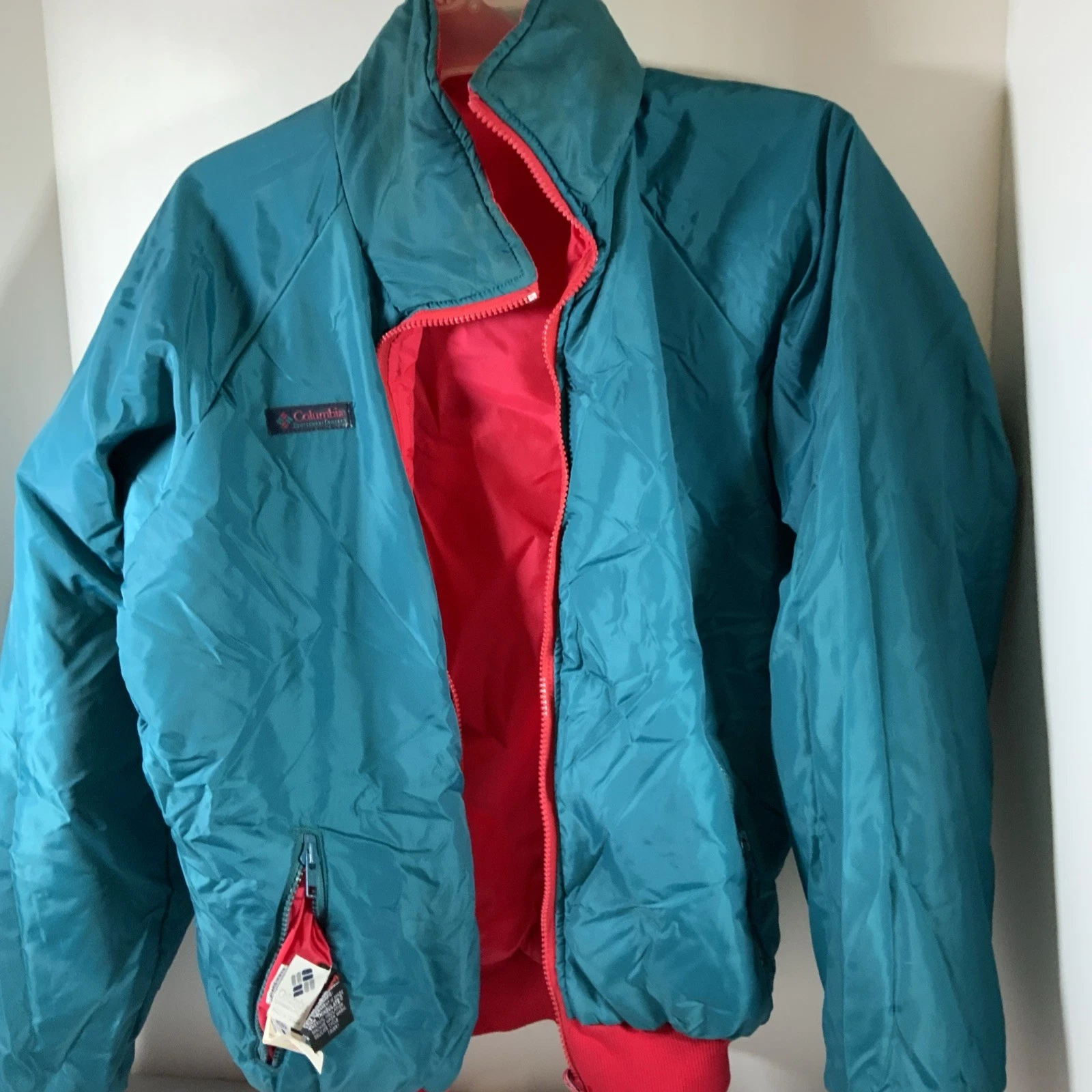Columbia Ski Snow Jacket Men’s Small Red Teal Reversible Vintage 1990s