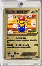 Mario Pikachu Cosplay Metal Polished Collectible Pokemon Card - New